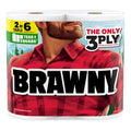 Brawny Tear-A-Square 3-Ply Strong Paper Towels, 2 Triple Rolls, 114 Sheets per Roll