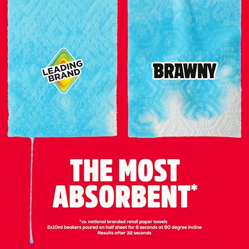 Brawny Tear-A-Square 3-Ply Strong Paper Towels, 2 Triple Rolls, 114 Sheets per Roll