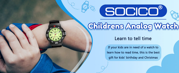SOCICO Women Watches 30M Waterproof Quaretz Wristwatch Learning Time for Boys Girls Soft Band 35mm Case Sports Swimming Daily