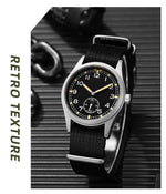 TPW 2026 Women's Vintage Field Watch 38mm Luminous Dial Retro Quartz with Small Second Sub-Dial on Woven Nylon Fabric S