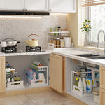 Under Sink Organizers, Metal Pull Out Under Sink Organizers,Storage Shelves with Sliding Drawer,Under Sink Storage for Kitchen