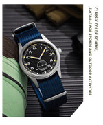 TPW 2026 Women's Vintage Field Watch 38mm Luminous Dial Retro Quartz with Small Second Sub-Dial on Woven Nylon Fabric S