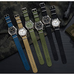 TPW 2026 Women's Vintage Field Watch 38mm Luminous Dial Retro Quartz with Small Second Sub-Dial on Woven Nylon Fabric S