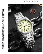 TPW 2026 Luminous 38mm Women's Field Watch - Easy Read Display with Stainless Steel Strap 24hr Time Date Day Quartz Movement