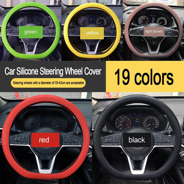 Car Universal Silicone Steering Wheel Elastic Glove Cover Texture Soft Multi Color Auto Decoration DIY Covers Accessories