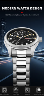 TPW 2026 Luminous 38mm Women's Field Watch - Easy Read Display with Stainless Steel Strap 24hr Time Date Day Quartz Movement
