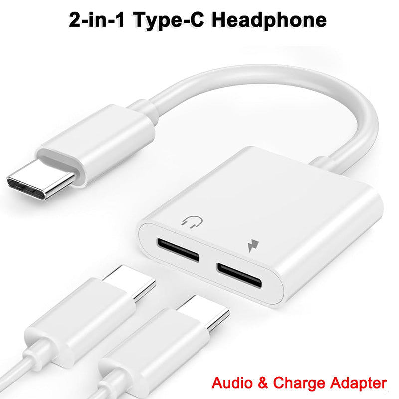 2in1 Audio Adapter USB C to 3.5 mm Jack Type-C/Dual TypeC jack Charging Aux Cable For Samsung Xiaomi Wired Earphones Connector