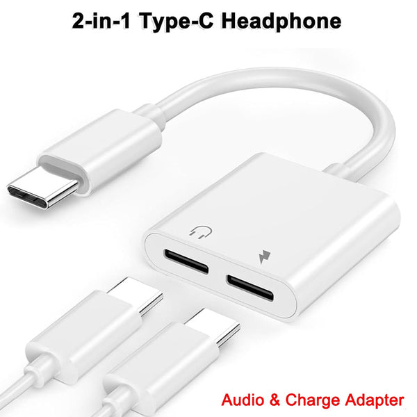 2in1 Audio Adapter USB C to 3.5 mm Jack Type-C/Dual TypeC jack Charging Aux Cable For Samsung Xiaomi Wired Earphones Connector