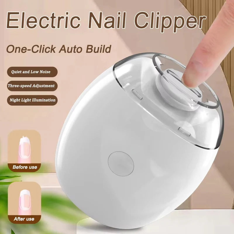 2 IN 1 Electric Nail Trimmer With LED Light Automatic Nail Grinder For Baby Adult Portable Mini Manicure Nail Care Tool