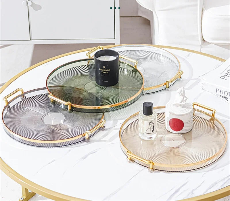 Round Storage Tray Home Living Room Coffee Table Tea Cup Storage Plate Acrylic Tray Aromatherapy Organizer Tray Home Decor