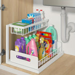 Under Sink Organizers, Metal Pull Out Under Sink Organizers,Storage Shelves with Sliding Drawer,Under Sink Storage for Kitchen