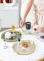 Round Storage Tray Home Living Room Coffee Table Tea Cup Storage Plate Acrylic Tray Aromatherapy Organizer Tray Home Decor
