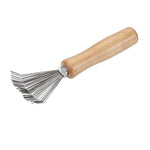 1pc Hair Brush Cleaner Mini Dirt Remover Home Travel Salon Rake with Metal Wire Portable Comb Brush Wooden Handle Cleaning Tools