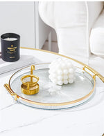 Round Storage Tray Home Living Room Coffee Table Tea Cup Storage Plate Acrylic Tray Aromatherapy Organizer Tray Home Decor