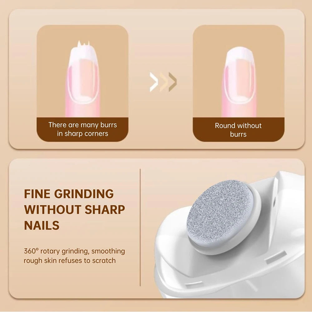 2 IN 1 Electric Nail Trimmer With LED Light Automatic Nail Grinder For Baby Adult Portable Mini Manicure Nail Care Tool
