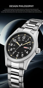 TPW 2026 Luminous 38mm Women's Field Watch - Easy Read Display with Stainless Steel Strap 24hr Time Date Day Quartz Movement