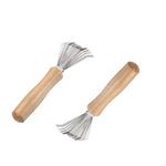 1pc Hair Brush Cleaner Mini Dirt Remover Home Travel Salon Rake with Metal Wire Portable Comb Brush Wooden Handle Cleaning Tools