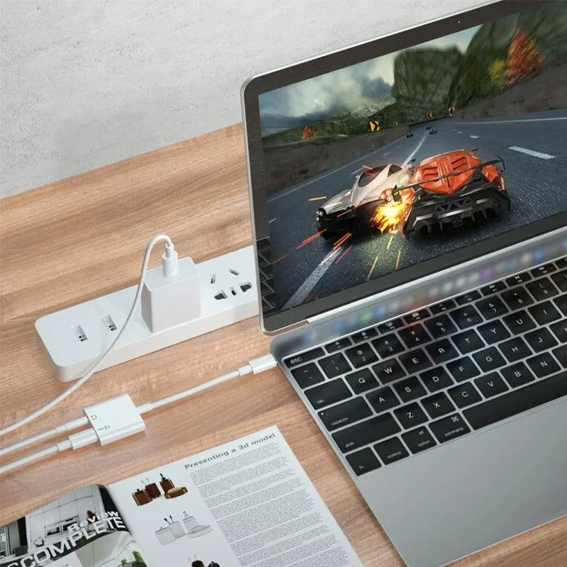 2in1 Audio Adapter USB C to 3.5 mm Jack Type-C/Dual TypeC jack Charging Aux Cable For Samsung Xiaomi Wired Earphones Connector