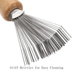 1pc Hair Brush Cleaner Mini Dirt Remover Home Travel Salon Rake with Metal Wire Portable Comb Brush Wooden Handle Cleaning Tools