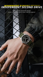 TPW 2026 Women's Vintage Field Watch 38mm Luminous Dial Retro Quartz with Small Second Sub-Dial on Woven Nylon Fabric S
