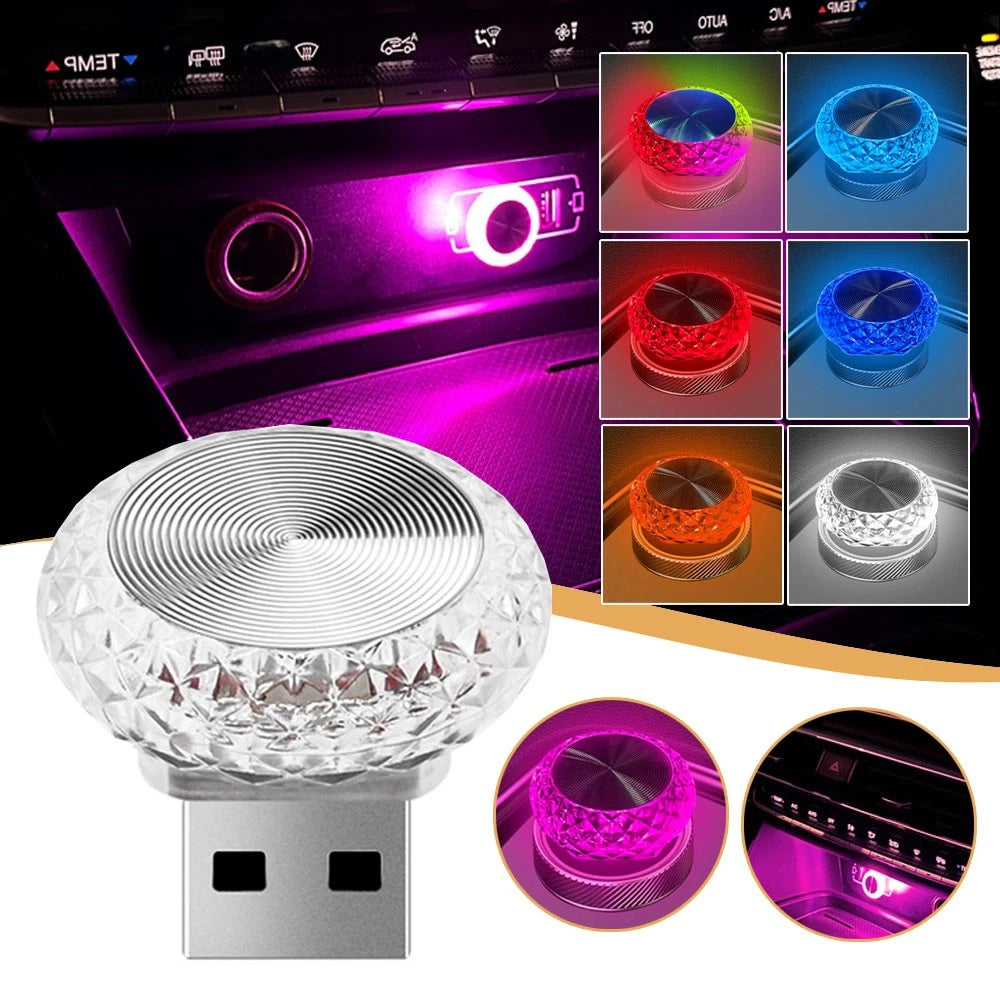 Portable Car USB Ambient Light Mini LED Decorative Atmosphere Lamps For Auto Interior Environment Light Computer Light Plug Play