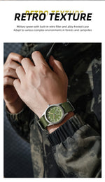 TPW 2026 Women's Vintage Field Watch 38mm Luminous Dial Retro Quartz with Small Second Sub-Dial on Woven Nylon Fabric S